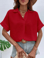 Blusa oversize cuello camisa color rojo talla XS  (Shein Premium)
