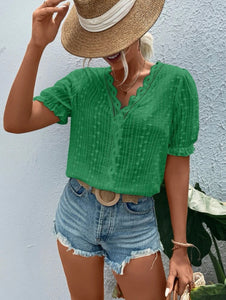 Blusa cuello en V, color verde talla XL